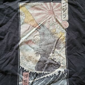 Black Graphic T-Shirt with Godzilla Design